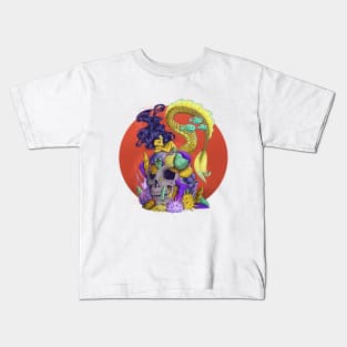 Gold Mermaid on Skull Kids T-Shirt